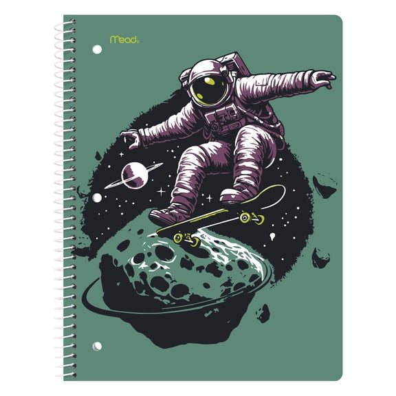 Mead Space Skater 1 Subject Wide Ruled Notebook, Spiral Binding, 80 Pages