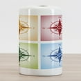 thumbnail image 2 of Compass Ceramic Toothbrush Holder, Colorful Compasses Windrose Finding Directions Discovery Directions Pathfinding, Decorative Versatile Countertop for Bathroom, 4.5" X 2.7", Multicolor, 2 of 4