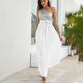 thumbnail image 2 of Women's Elegant One Shoulder Dresses Casual Loose Dress Sleeveless Sequin Dress Empire Waist Party Maxi Dresses Gown, 2 of 5