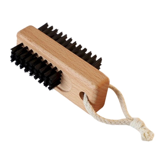 Double Sided Nail Cleaning Brush Black with Rope - Wooden Nail Brush Set Two Wooden Fingernail Nail Scrubber Brush with Hanging Rope Nail Brush for Cleaning Toes and Fingernails, N Makeup Organizers