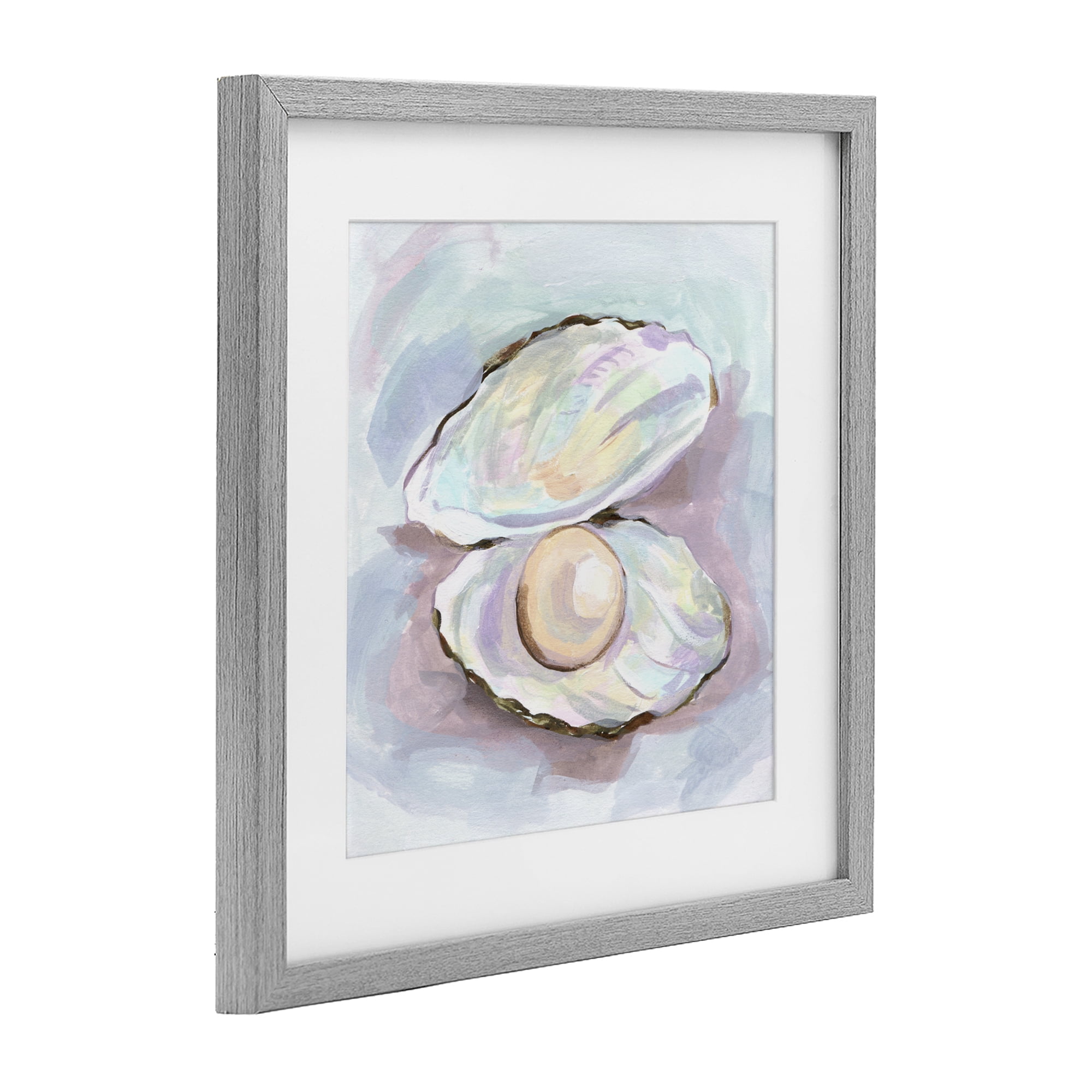 Stupell Industries Silent Opal Clam Pearl Gray Framed Print Under Glass, design by Melissa Wang