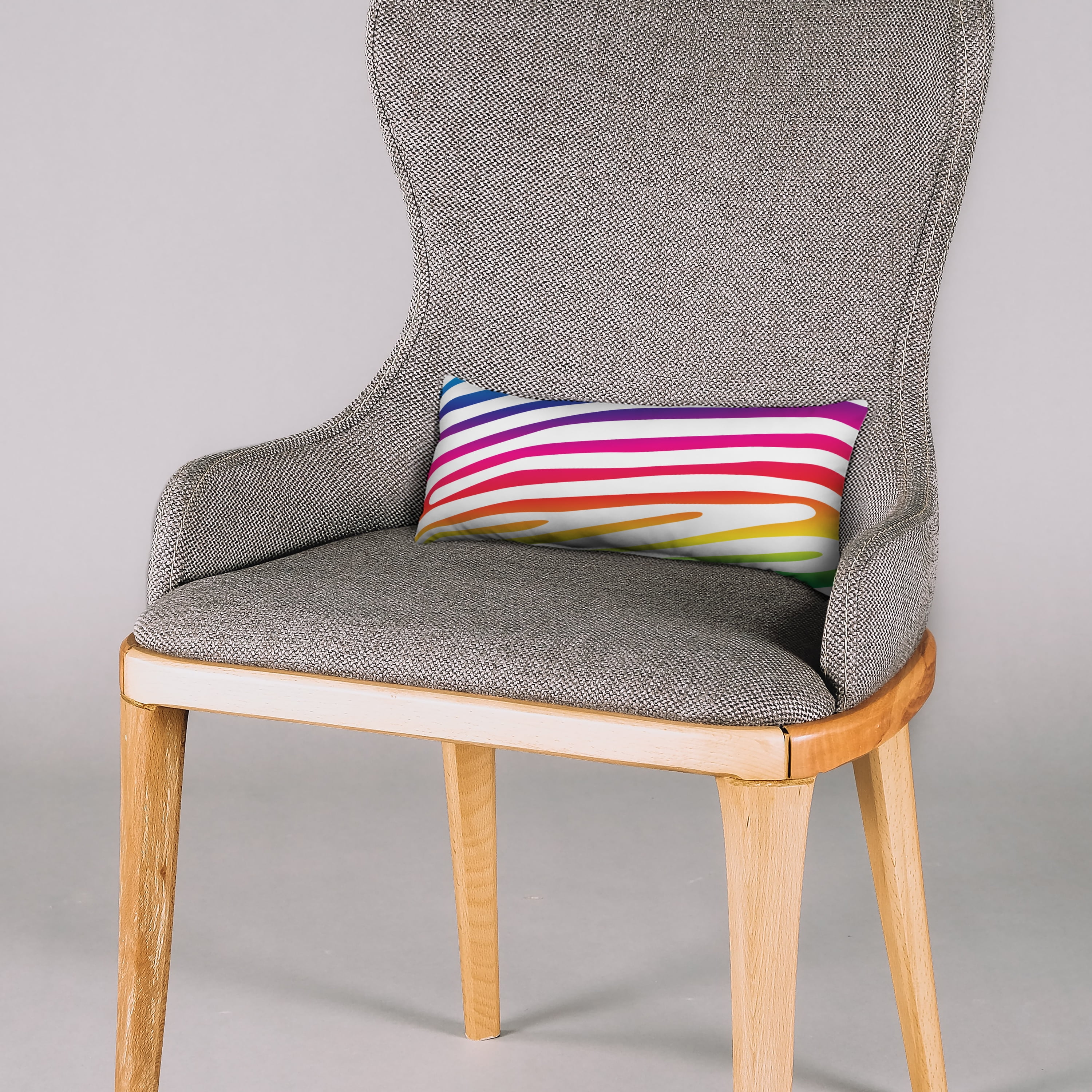 Everything Comfy Zebra Print Decorative Pillow, 16x6 Inch, Rainbow Gradient/White,