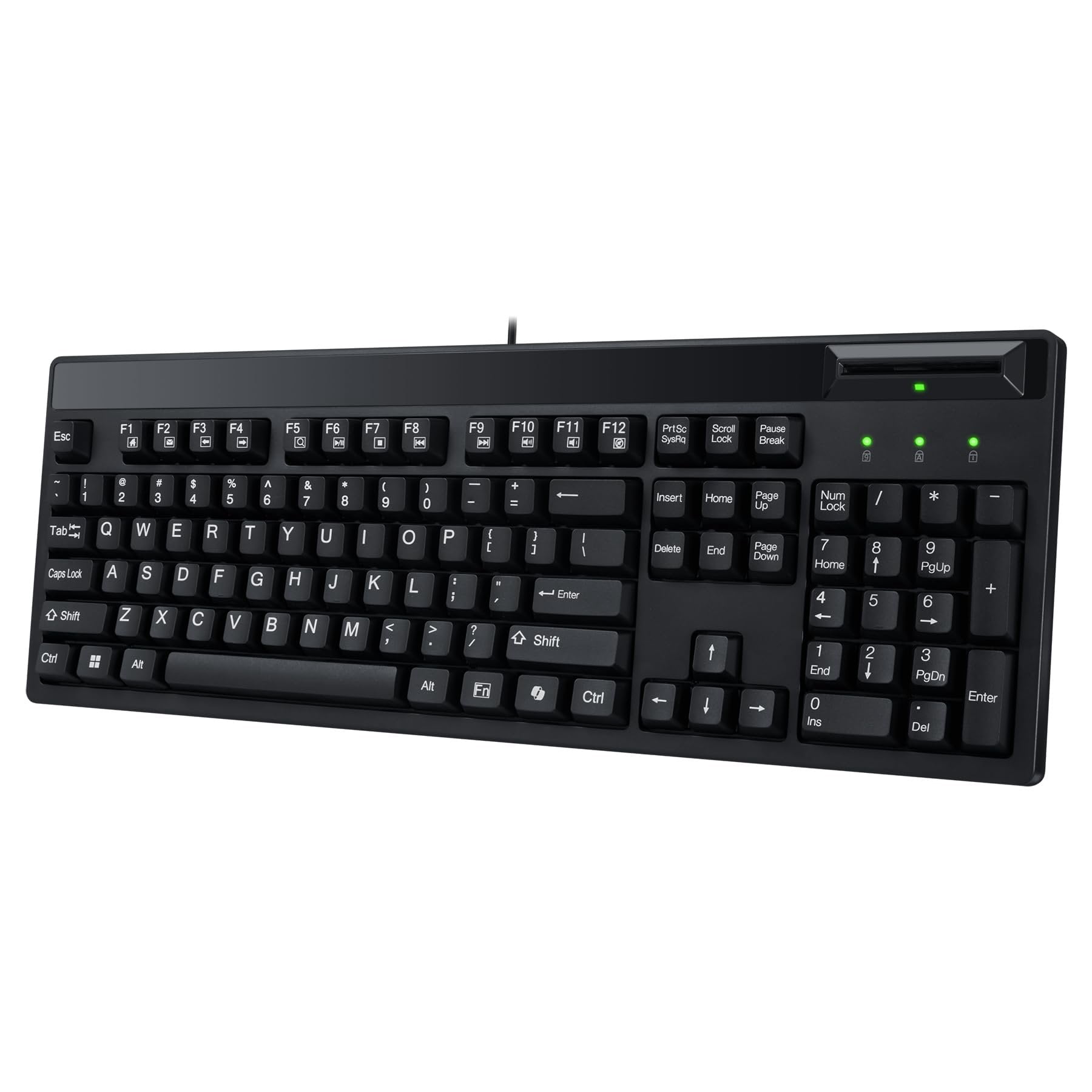 Adesso EasyTouch 130SB Wired Mechanical Keyboard with Red Switches, Built-in Smart Card Reader, Copilot AI Hotkey, 2X Large Print Keycaps, 104 Key Full Size for Windows PC