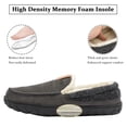 thumbnail image 2 of WOTTE Mens Slippers Cozy Fuzzy Plaid Moccian House Shoe with Memory Foam & Rubber Sole Slip on Indoor Outdoor, Dark Grey Size 12, 2 of 7