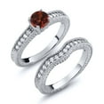 thumbnail image 2 of Gem Stone King 1.35 Ct Round Red Garnet Women's 925 Sterling Silver Engagement Ring Set (Size 5), 2 of 3