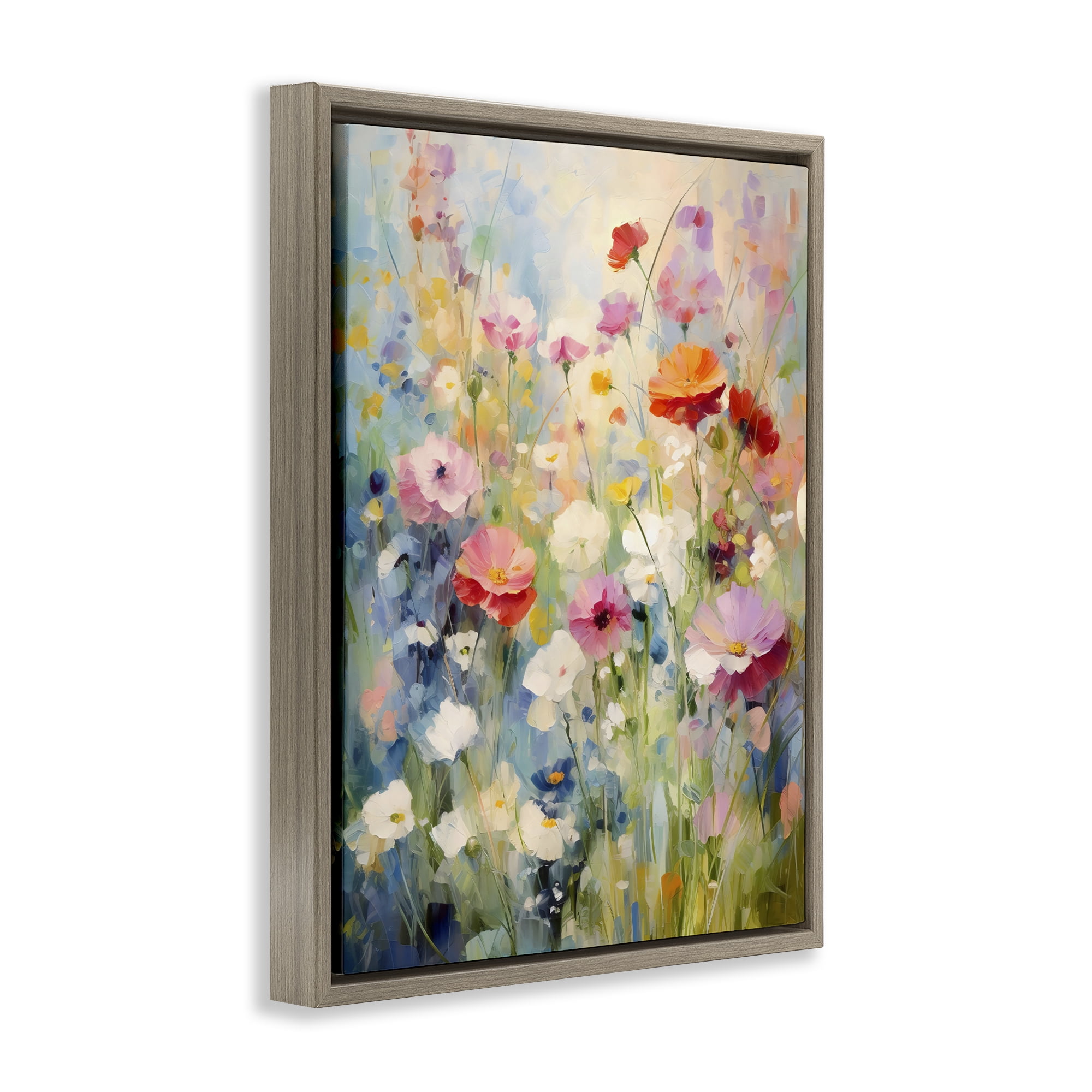 Stupell Industries Wildflower Breeze Impression Brown Framed Floater Canvas Wall Art, design by Creative Studio