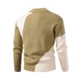 thumbnail image 3 of Wutalume Men's Round Neck Stitching Sweater Casual Modified Warm Pullover, Comfortable and Fashionable for Everyday Use,Khaki 2XL, 3 of 3