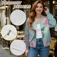 thumbnail image 6 of COEQINE Womens Zip Up Bomber Jacket Coat Stand Collar Short Jackets with Pockets, Long Sleeve Cropped Coat Y2k Tops Outerwear Fall Winter Outfits Sweatshirts, Medium, Hummingbird Floral, 6 of 7