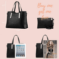 thumbnail image 4 of Handbag Set for Women, PU Leather Croc Tote Shoulder Bag with Clutch Purse (2pcs), 4 of 5