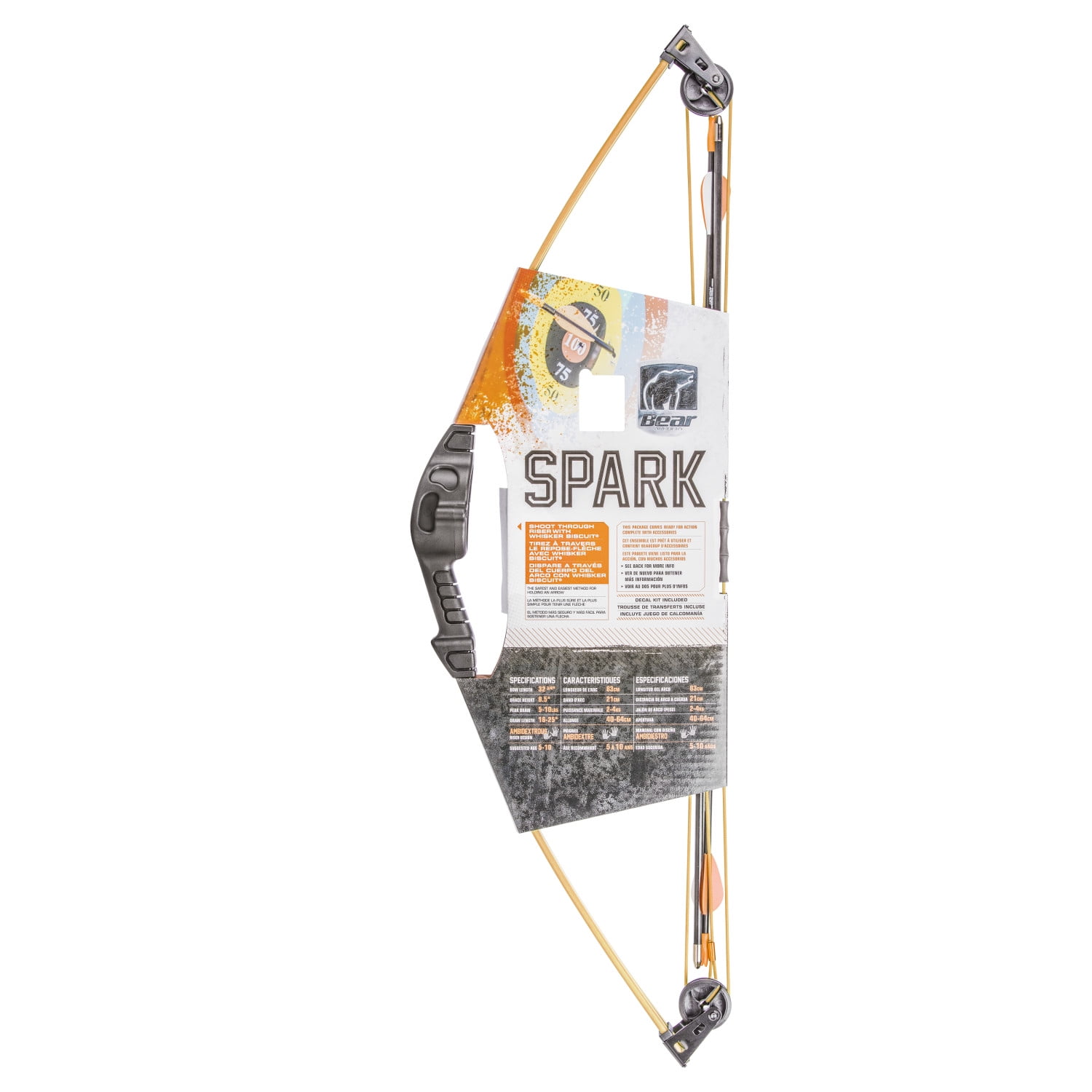 Quiver Bear Archery Spark Youth Bow Set Includes 2 Arrows and Recommended for Ages 5 to 10 Armguard 