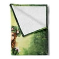 thumbnail image 2 of Fairy Soft Flannel Fleece Throw Blanket, Computer Art Elf Girl Wreath Her Head Sitting on a Tree Stump, Cozy Plush for Indoor and Outdoor Use, 70" x 90", Green Beige Pink, by Ambesonne, 2 of 5