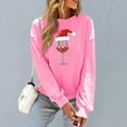 thumbnail image 5 of Women Wine Glass Sweatshirt Merry Christmas Clothing Christmas Hat Shirts Round Neck Pullover Festival Sweatshirt Fashion Outfits Fall Winter Garments, 5 of 6