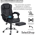 thumbnail image 3 of Silla Ejecutiva para Oficina con Reposapies Reclinable Y Giratoria Asiento para Trabajo Ergonómica con Descansapies Y Masaje De Espalda Asiento Y Respaldo Acojinados, 3 of 7