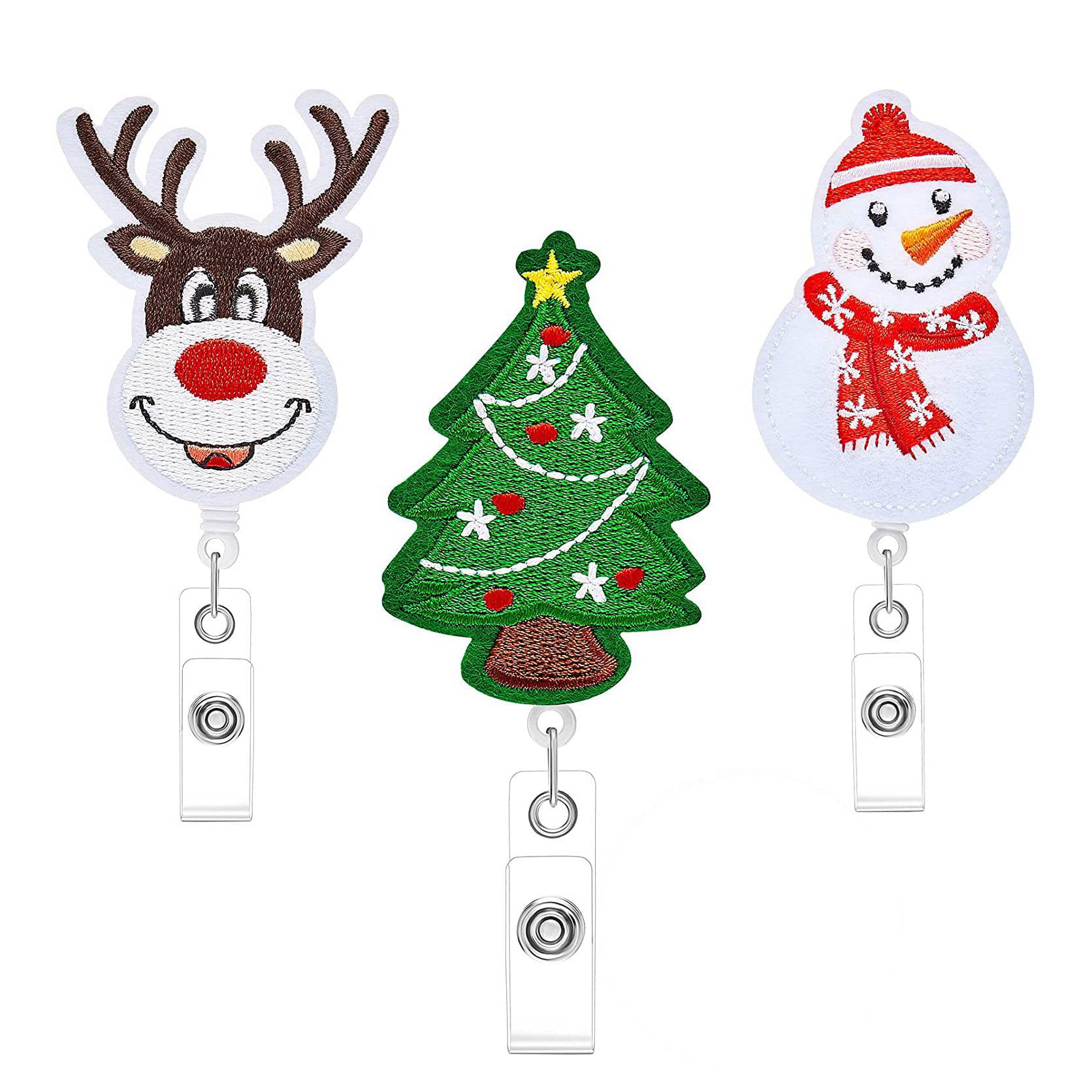 Individuality point hostess 3PCS Badge Holder Retractable Cute Christmas Tree Snowman Elk Badge Clip  for Nurse Doctor Staff Member ID Name Tag Card - Walmart.com