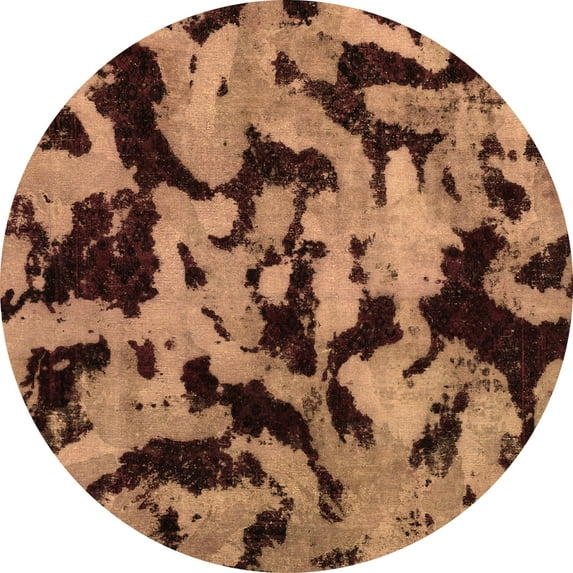 Ahgly Company Indoor Round Oriental Brown Modern Area Rugs, 5' Round