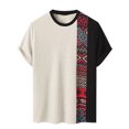 thumbnail image 4 of XIYON Father's Day Men's T Shirt Short Sleeve Round Neck Color Block Summer Loose Fit Fashion Tee Top For Casual Daily Wear,White,XXXL, 4 of 4
