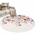 thumbnail image 2 of Spring Floral Round Living Room Rugs 4 ft, Watercolor Pink Cherry Blossoms Romantic Butterfly Washable Area Rug with Non-Slip Sturdy Edge Binding Round Carpet for Entryway Kitchen Bedroom Bathroom, 2 of 9