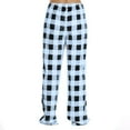 thumbnail image 4 of DENGDENG Christmas Pajama Pants Plaid Women Flannel Fuzzy Cute Pjs Bottoms Soft Fleece Loungewear Sleep Pants Warm High Waisted Baggy Plush Pajamas Pants Light Blue XS, 4 of 4