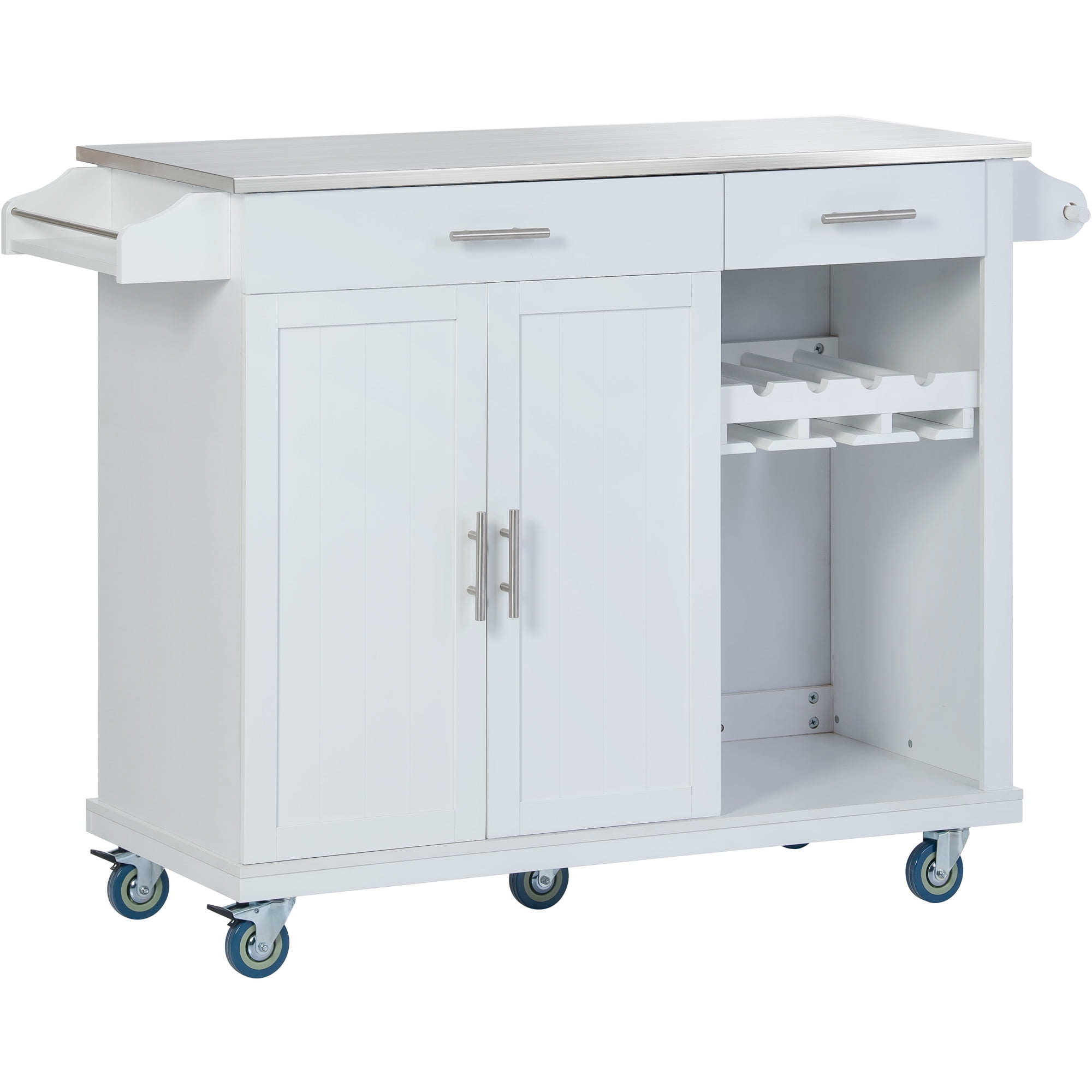 Hombay Stainless Steel Mobile Kitchen Island with Storage, Rolling