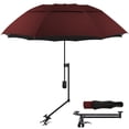 thumbnail image 1 of Parapluie de Golf HOBVO UPF 50+ avec Pince Réglable Bordeaux 110 cm, 1 of 8