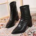 thumbnail image 5 of Tawop Womens Boots Chunky Heel Winter Pointy Toe Fall Black Boots Combat, 5 of 9