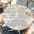 thumbnail image 2 of Khaki Stripes Round Tablecloth, Fitted Table Cover with Elastic for 45"-54" Round Tables, Modern Minimalist Horizontal Ombre Lines Table Cloth Outdoor Indoor Dinning Party Waterproof Tablecloths, 2 of 7