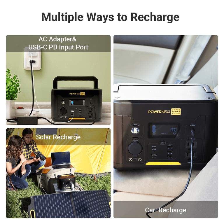 Powerness Hiker U500 Portable Power Station, 515Wh Capacity Solar Generator, 500W AC Outlet for Outdoor Camping, Home Backup, Emergency, RV, off-Grid - Walmart.com Powerness Hiker U500 Portable Power Station, 515Wh Capacity Solar Generator, 500W AC Outlet for Outdoor Camping, Home Backup, Emergency, RV, off-Grid - Walmart.com