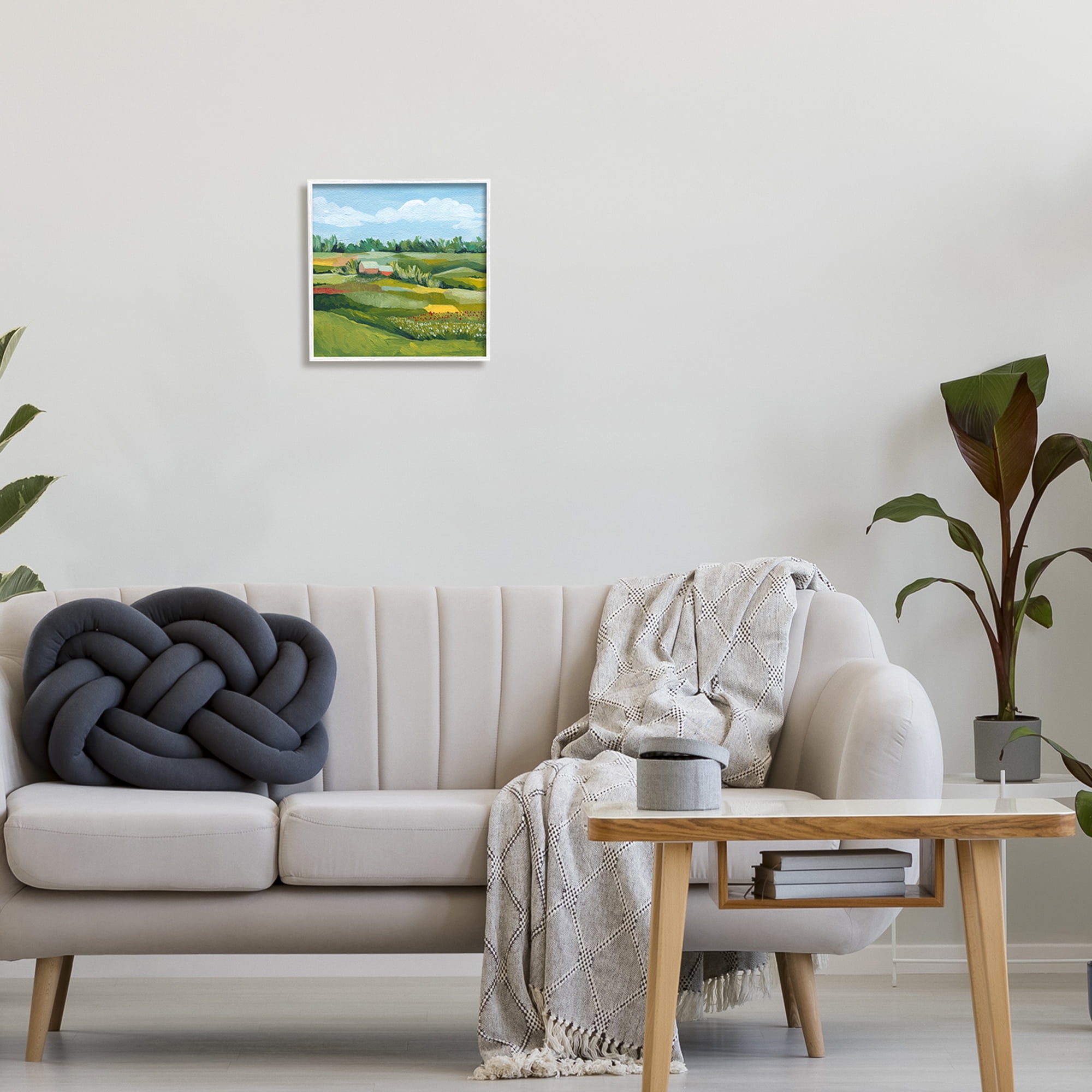 Stupell Vast Meadow Countryside Farmland Landscape Painting White Framed Art Print Wall Art