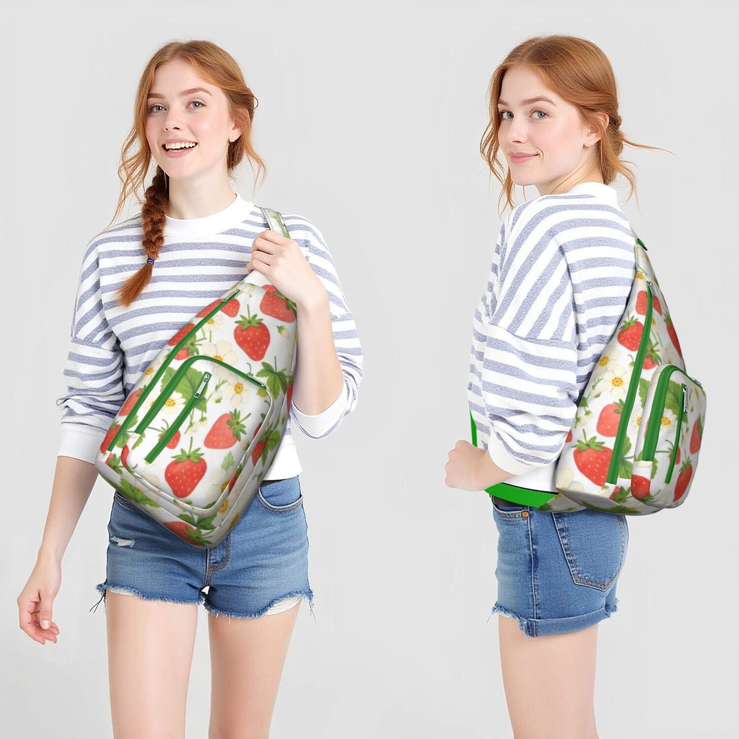 Strawberry Sling Bag Crossbody Backpack,Travel Sling Bag Travel Hiking Daypack for Travel Outdoor Activities