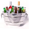 thumbnail image 1 of BREKX Cubo de hielo de acero inoxidable para fiestas, doble pared aislada, tina de bebida cepillada y cubo de vino con asas de doble bisagra, enfriador de bebidas para fiestas, 12 cuartos (3 galones), 1 of 9