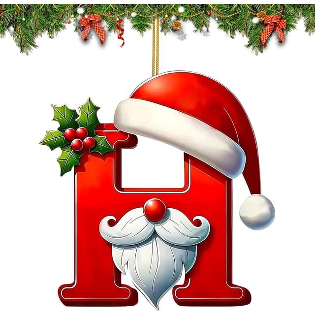 Colgante de letra de árbol de Navidad de acrílico | Decoración colgante con alfabeto personalizado | Decoración para árbol de Navidad para el hogar, puerta, pared, corona
