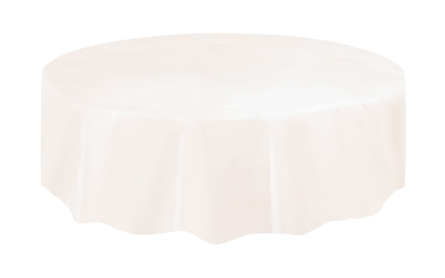 Round Ivory Plastic Tablecloth, 84", 1 Round Ivory Plastic Tablecloth