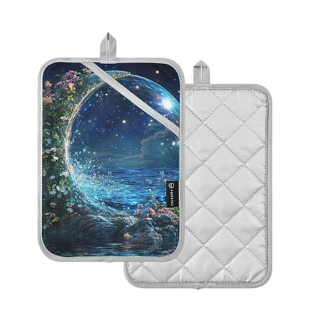 

Yayeee Pot Holders for Kitchen Heat Resistant with Pocket 7 x9.8 Quilted Oven Pads Floral Occean