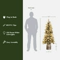 thumbnail image 2 of 5ft Pre-Lit LED Artificial Flocked Slim Fir Christmas Tree with Metal Pot and Red Holly Berries, 2 of 13