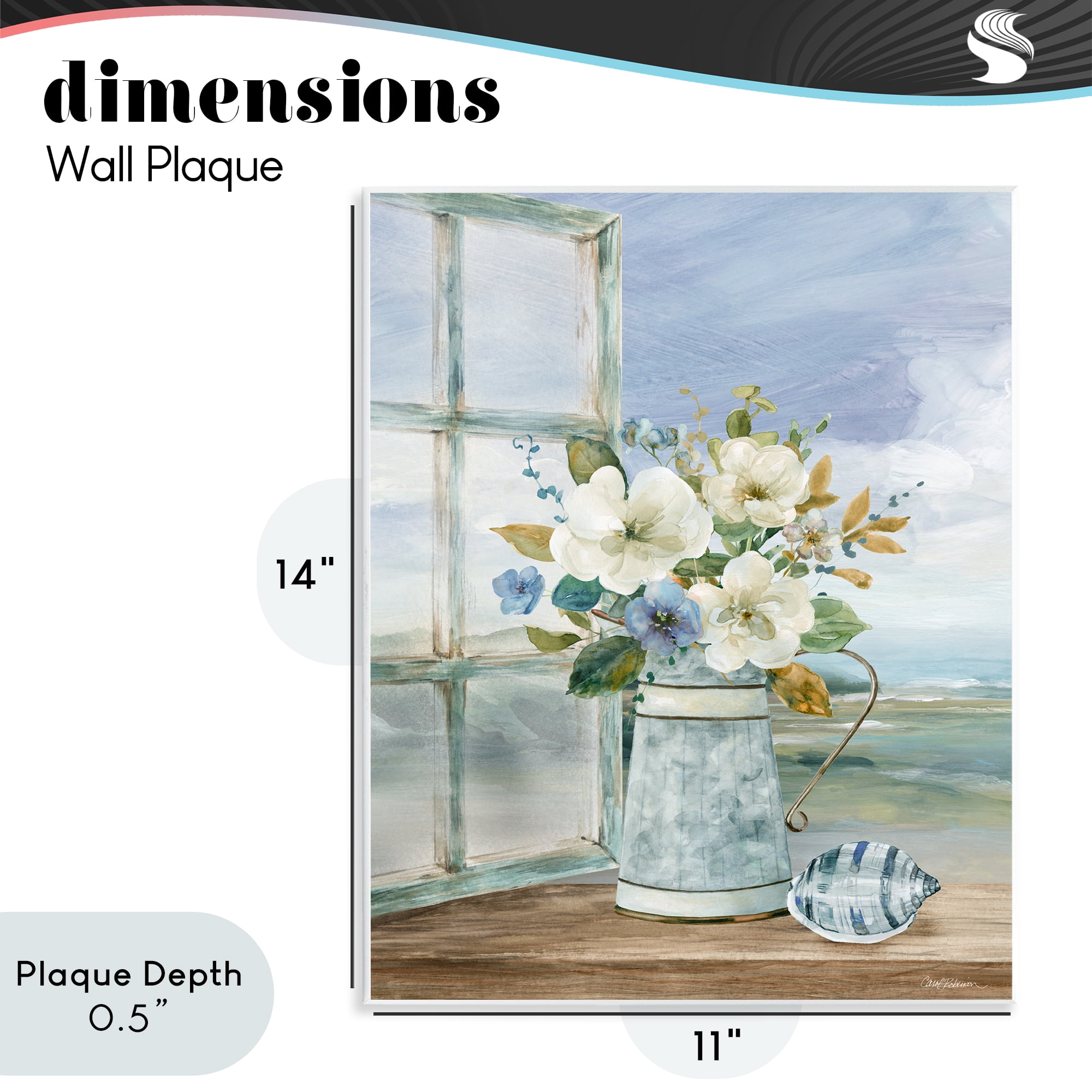 Stupell Industries Seaside Floral Bouquet Window Wall Plaque Art, design by Carol Robinson