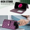 thumbnail image 4 of Compatible with iPhone 7 / 8 / SE 2022 & 2020 Wallet Case Wrist Strap + Crossbody Strap, PU Leather Multifunctional Card Slots Stand Rugged Cell Phone Cover Women Girls, Darkpurple, 4 of 9
