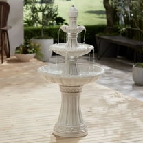 Formentera 45 1/4" High Large Italian Outdoor Decor Off-White Ceramic Floor Fountain with Light LED 3-Tier