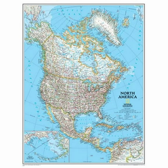 Maps  North America Wall Map 24 X 30