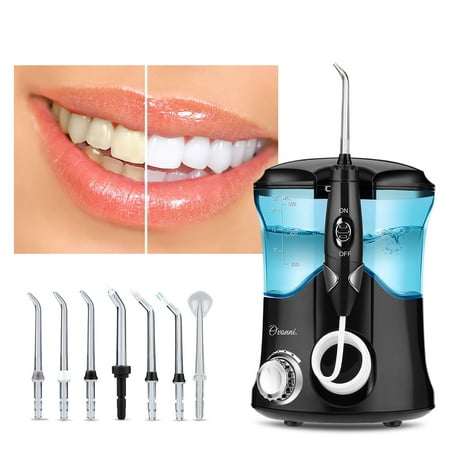 Water Flosser Teeth Cleaner, Ovonni Dental Water Pick Electric Oral Irrigator with 7 Jet Tips For Braces, Implants, Bridges, 10 Pressure Settings and 600ML