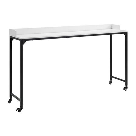 Pemberly Row Adjustable Height Over-The-Bed Desk with Castors in White