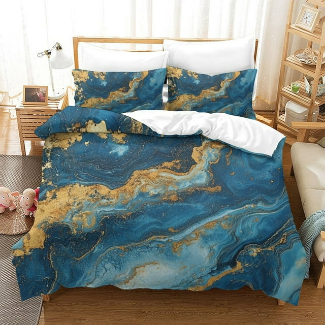 Unique Design Bedding Set Marble Pattern Duvet Cover Pillowcase Adult Fashion Bed Gift,California King (98"x104")