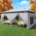 thumbnail image 7 of SANOPY 10' x 20' Pop Up Instant Canopy Tent with Push Center Lock, Air Vent, Removable Sidewalls & Reflective Strips Outdoor Shelter for Party, Camping, Beach, Market, White, 7 of 7