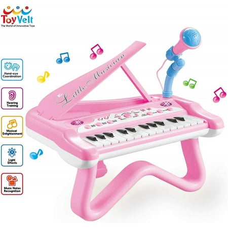 ToyVelt Toy Piano for Toddler Girls – Cute Piano for Kids with Built-in Microphone & Music Modes - Best Birthday Gifts for 2 3 4 5 Year Old Girls – Educational Keyboard Musical Instrument