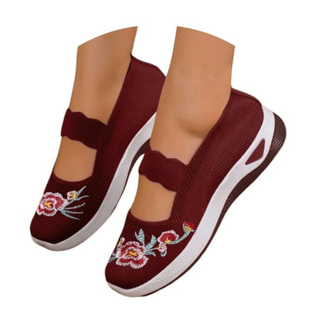 Oyedens Orthopedic Shoes for Women Ethnic Vintage Slip on Walking Loafers Casual Work Sneakers Womens