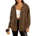 thumbnail image 2 of UQJfacai Womens Shackets Jacket Corduroy Long Sleeve Button Down Shirts Fall Winter Casual Lapel Collar Blouses Tops with Pockets, 2 of 9