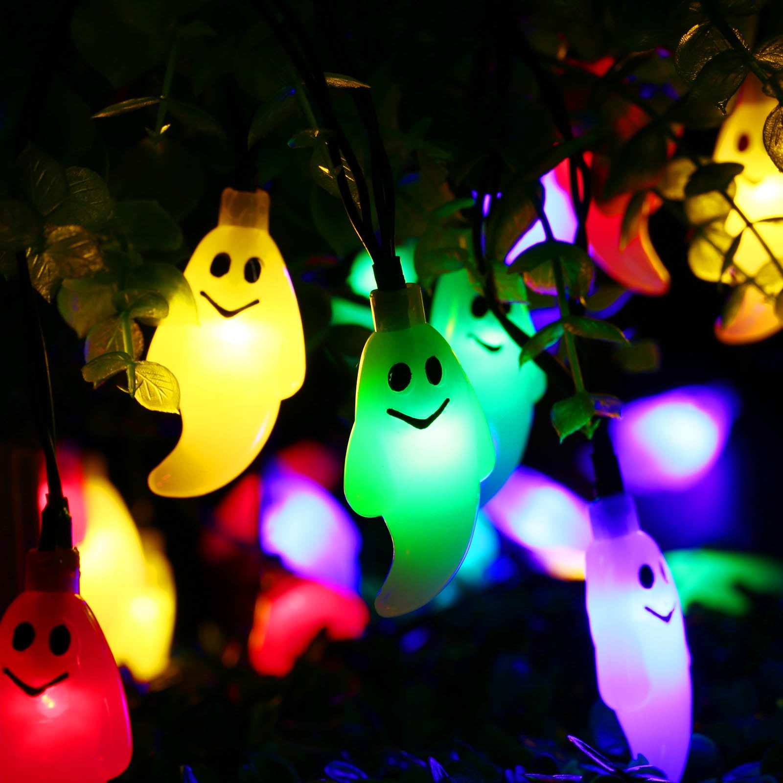 Ghost String Lights
 Qedertek Halloween string lights Solar String Lights 30 Led Ghost