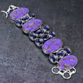 thumbnail image 2 of Natural Copper Charoite, Amethyst Gemstone 925 Sterling Silver Bracelet 8", 2 of 2