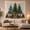 Evergreen Trees, variant on Evergreen Trees with Vintage Lanterns on Wooden Plank, Nostalgic Rustic for Holiday Decor Enthusiasts, Festive Wreath Art Christmas Gift Tapestry Wall Hanging for Living Room and Bedroom