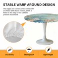 thumbnail image 2 of Elastic Fitted Round Tablecloth, Teal Beach Coastal Waterproof Stretch Table Cover for 55"-60" Tables, Summer Nautical Coral Shell Botanical Vintage Washable Outdoor Tablecloths for Patio, Picnic, 2 of 9