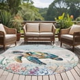 thumbnail image 5 of Sea Turtles Round Living Room Rugs 6 ft, Marine Life Corals Shell Starfish Ocean Summer Washable Area Rug with Non-Slip Sturdy Edge Binding Round Carpet for Kitchen Office Bedroom, 5 of 9